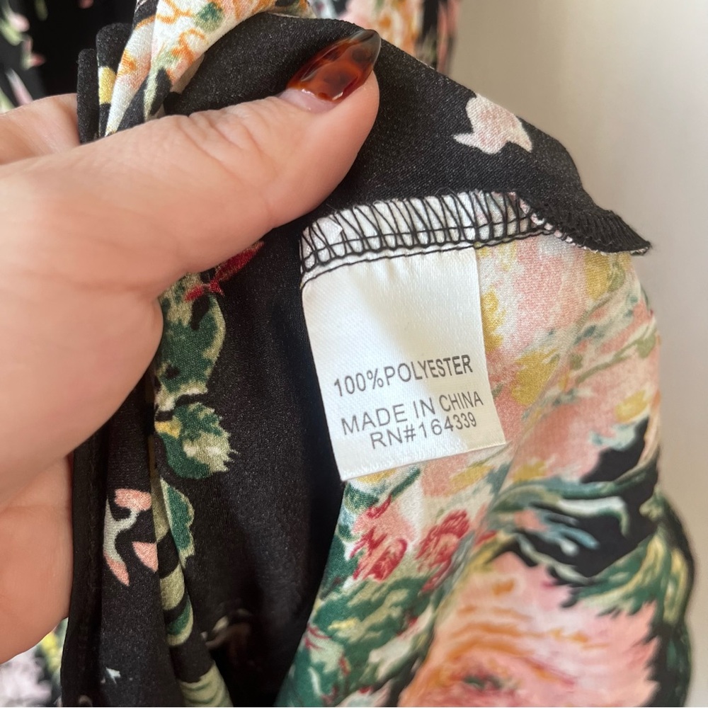 Petal & Pup Anabelle Black Floral Satin Halter High Neck Midi Dress XL - Picture 9 of 11